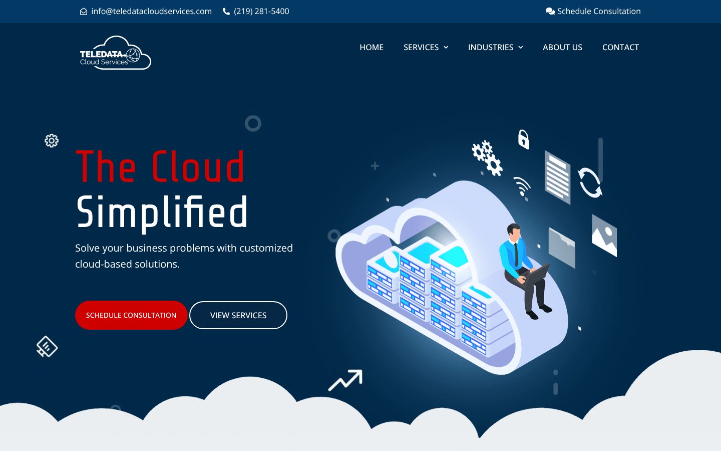 B2B website design for Teledata Cloud Services: the homepage