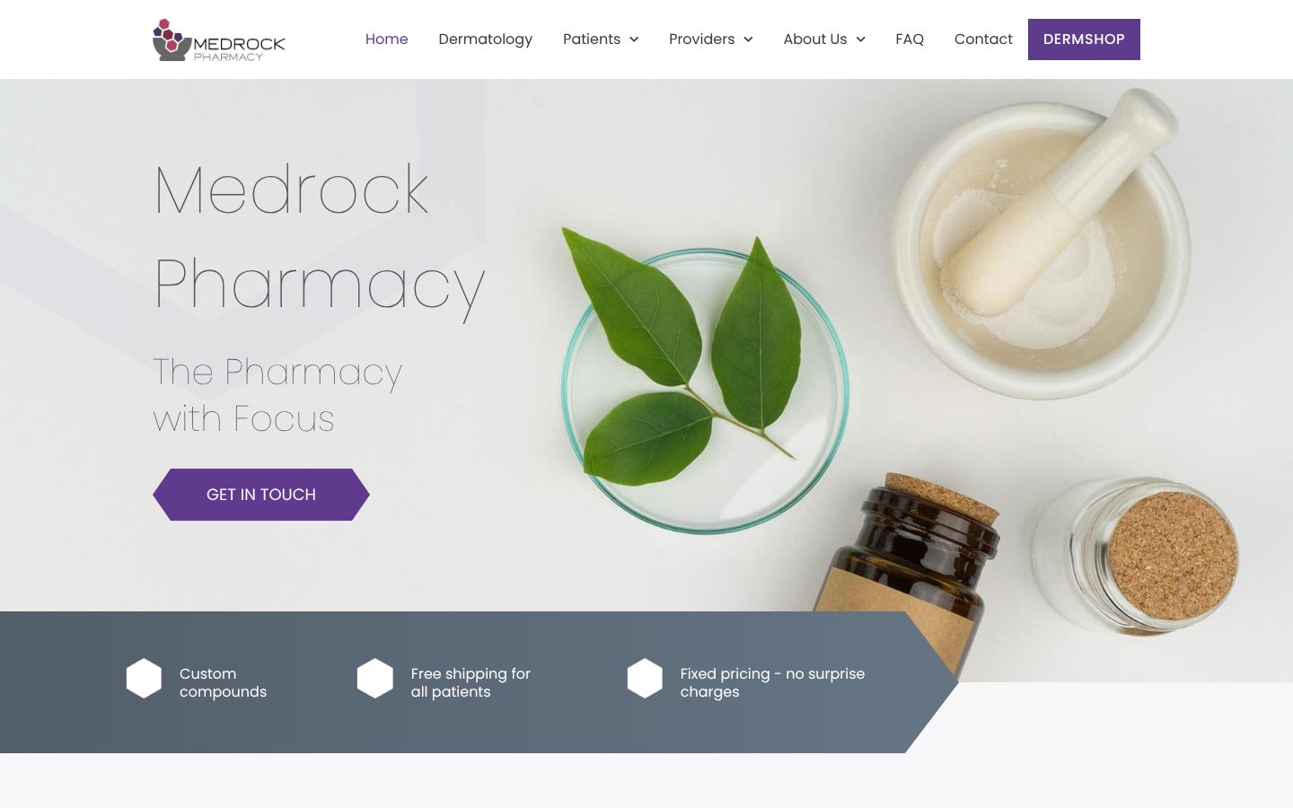 Freelance web design case study: the Medrock Pharmacy homepage