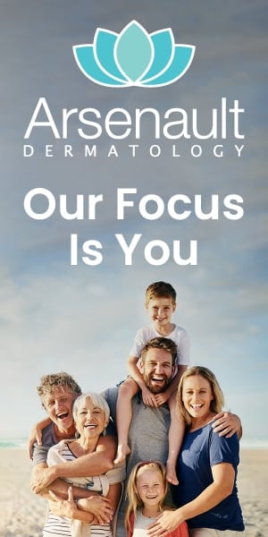 Graphic design for Arsenault Dermatology: a 300x600 display ad, "Our Focus Is You." Designed by Josh Miller