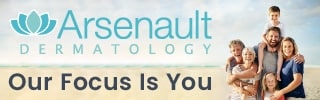 Graphic design for Arsenault Dermatology: a 320x100 display ad, "Our Focus Is You." Designed by Josh Miller