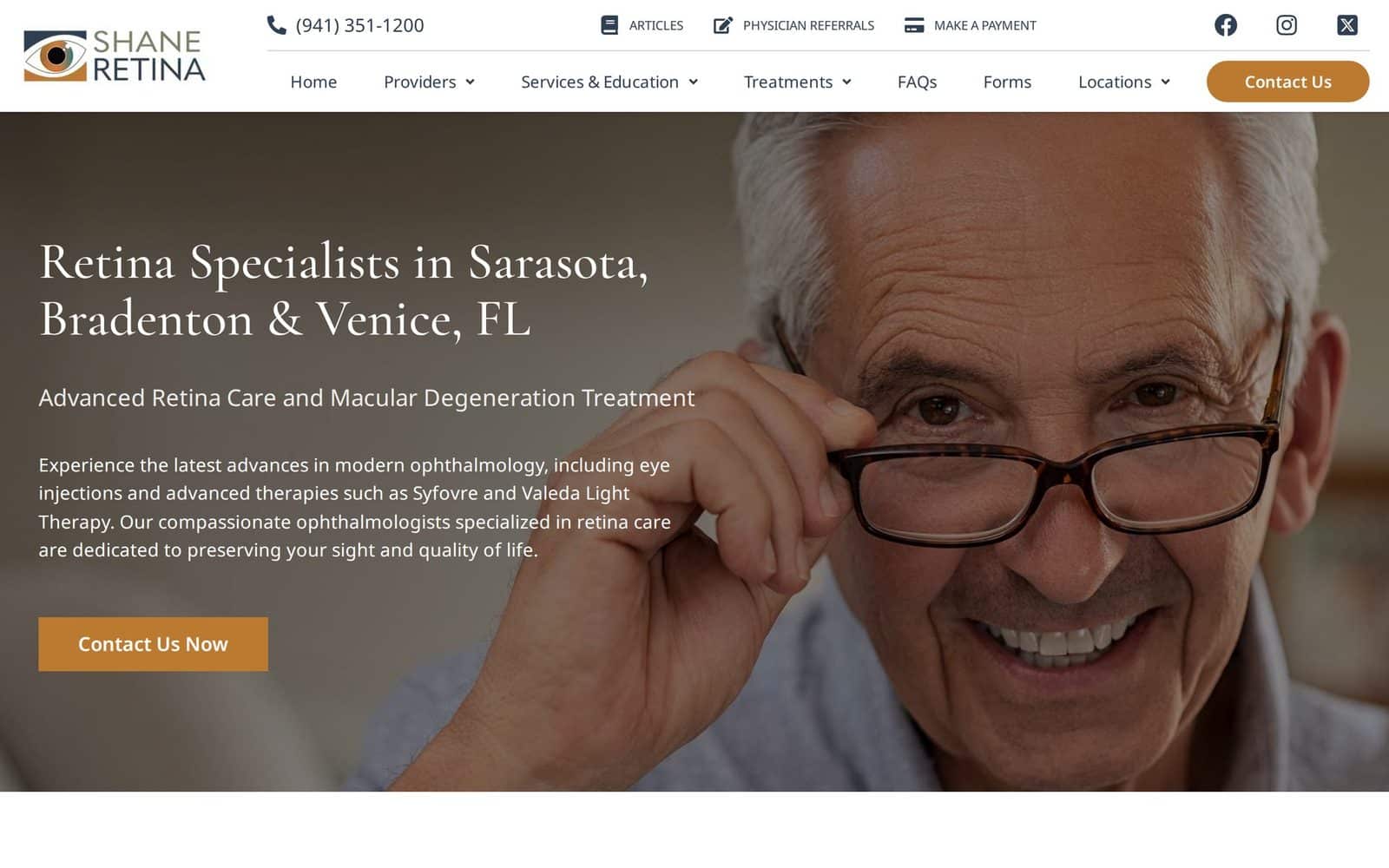 Medical website design for Shane Retina: the homepage, by Joshua Paul Design