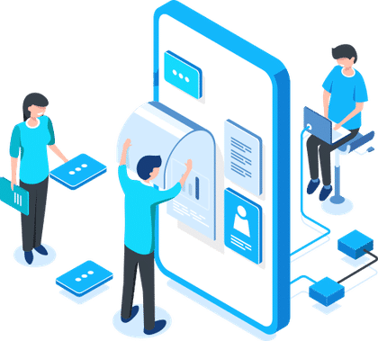 Teledata website design: one of the illustrations on the Cloud Services site, hosted voice