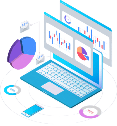 Teledata website design: one of the illustrations on the Cloud Services site, an Internet of Things analytics dashboard