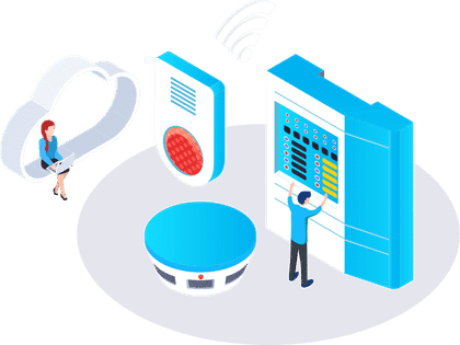 Teledata website design: one of the illustrations on the Cloud Services site, Internet of Things sensors