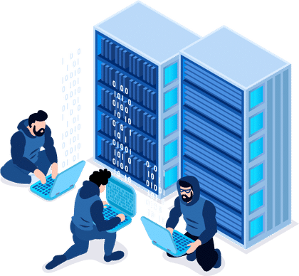 Teledata website design: one of the illustrations on the Cloud Services site, penetration testing